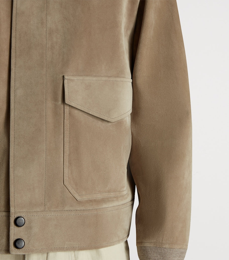 Dunhill Grey Suede Harrington Jacket