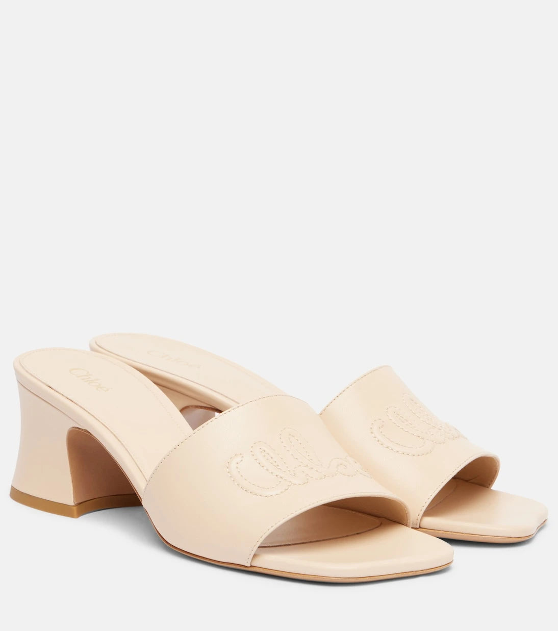 Chloé - Chloé Soleil 55 logo leather mules