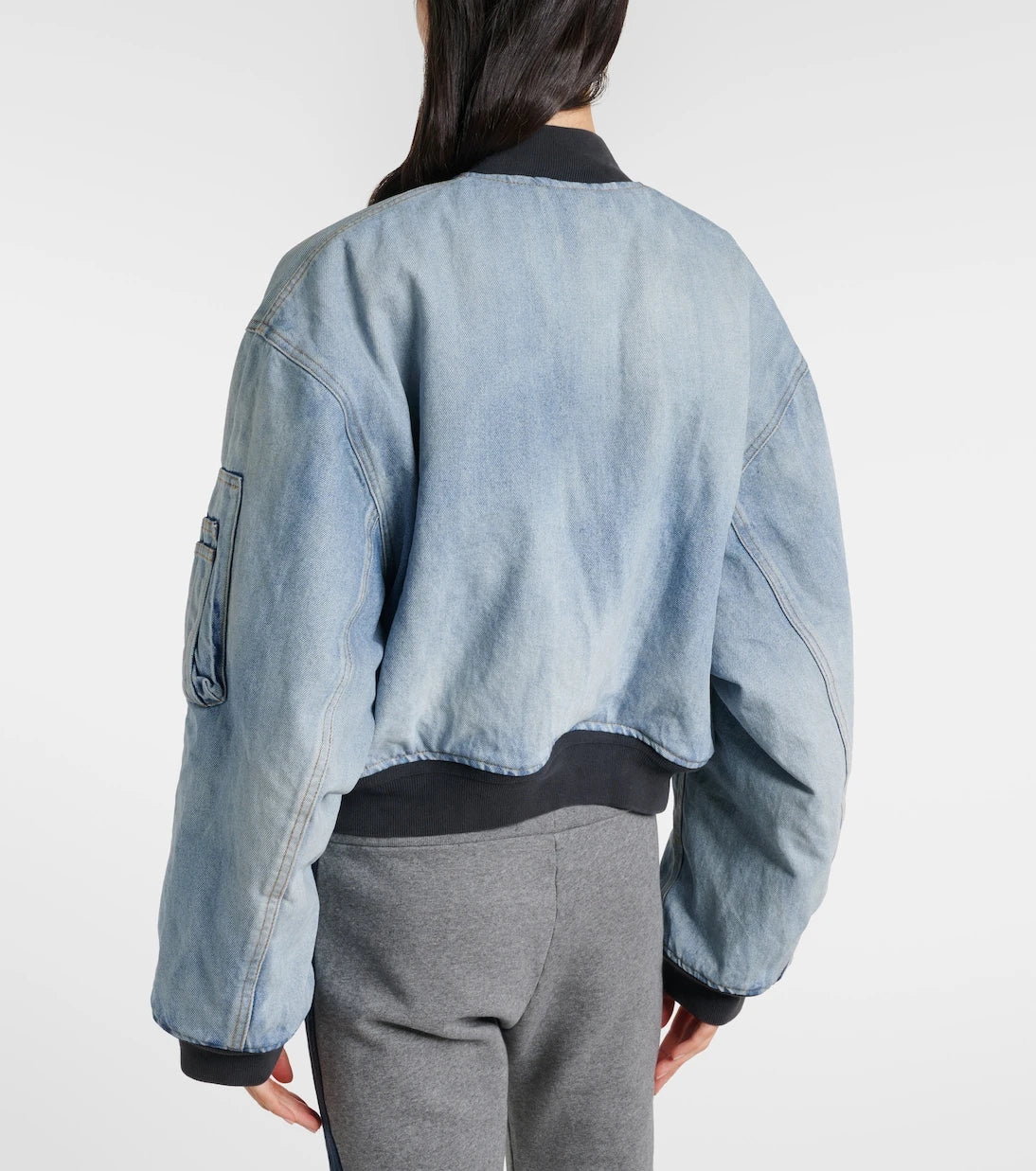 Balenciaga - Cropped denim bomber jacket