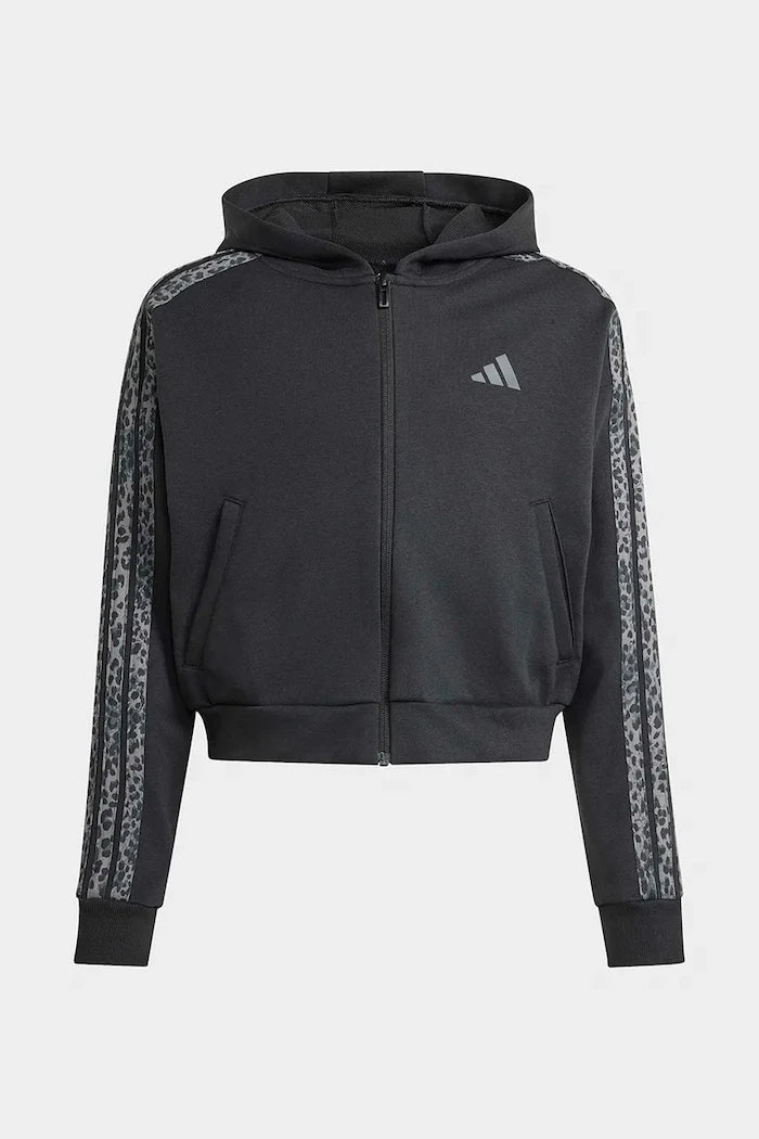 adidas суичър с цип и качулка за деца с памук