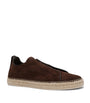 Suede Triple Stitch Espadrilles DARK BROWN