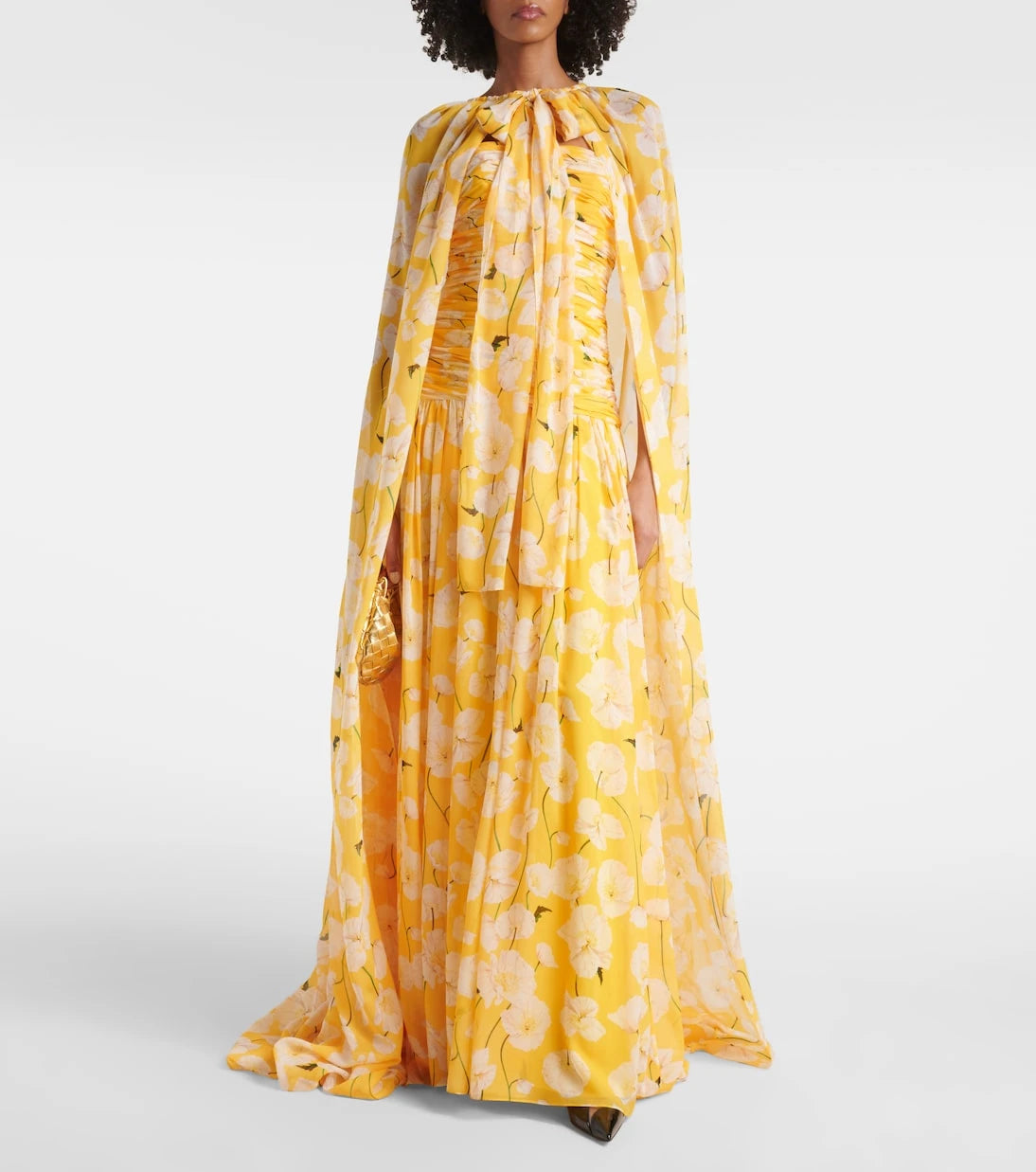 Carolina Herrera - Gathered caped silk gown