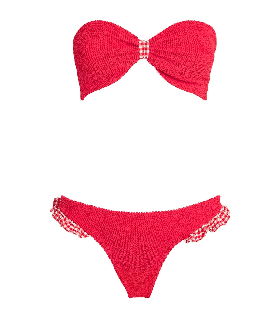Gingham-Trim Jean Bikini RED/RED GINGHAM