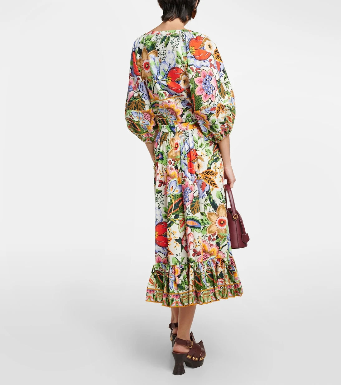 Etro - High-rise floral cotton midi skirt