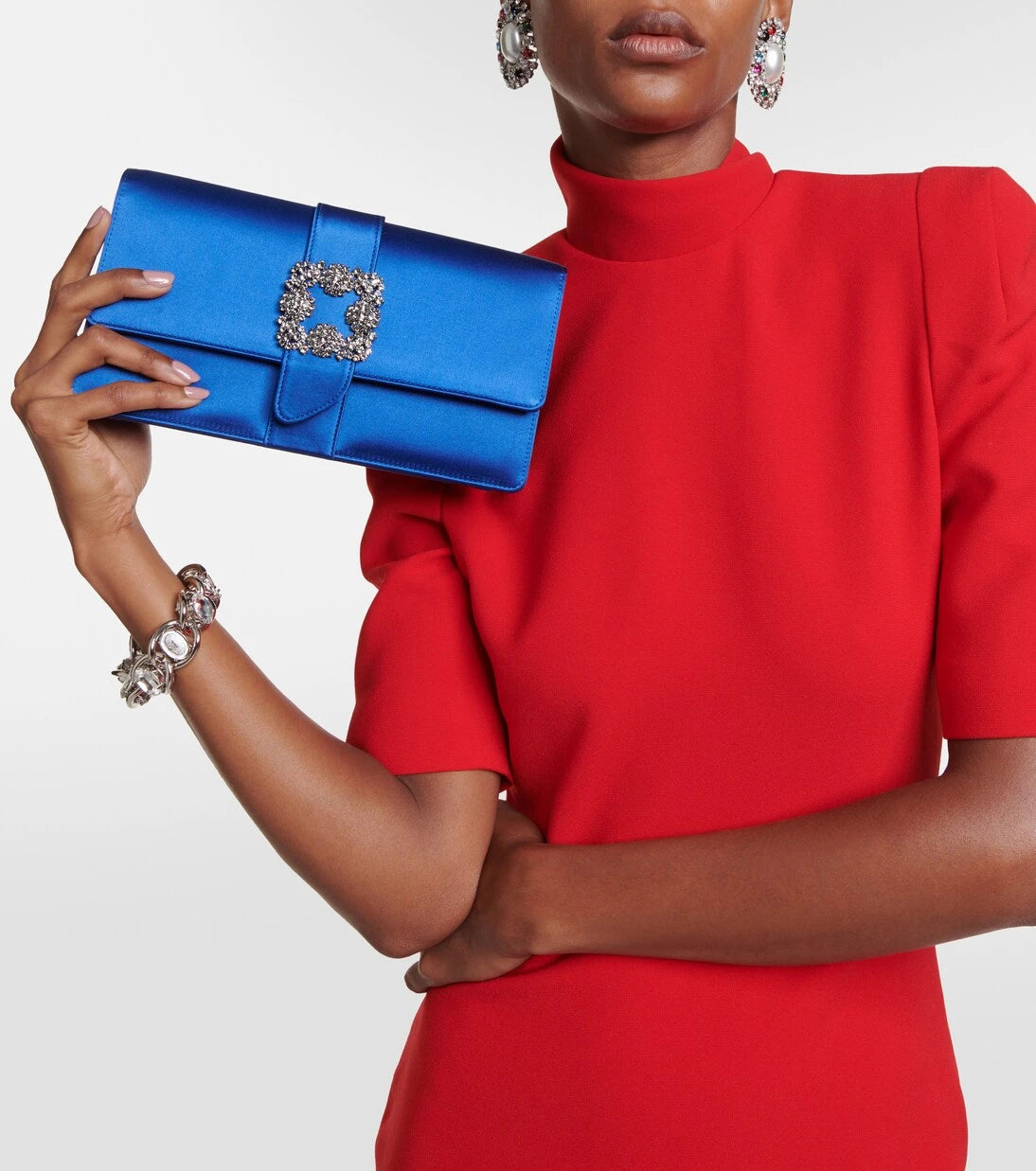 Manolo Blahnik - Capri embellished satin clutch