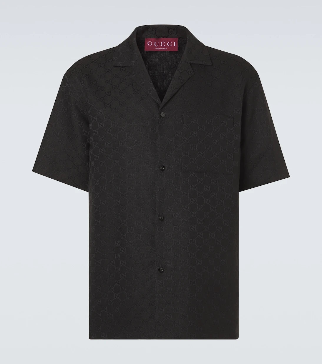 Gucci - قميص بولينج GG Canvas من مزيج الكتان