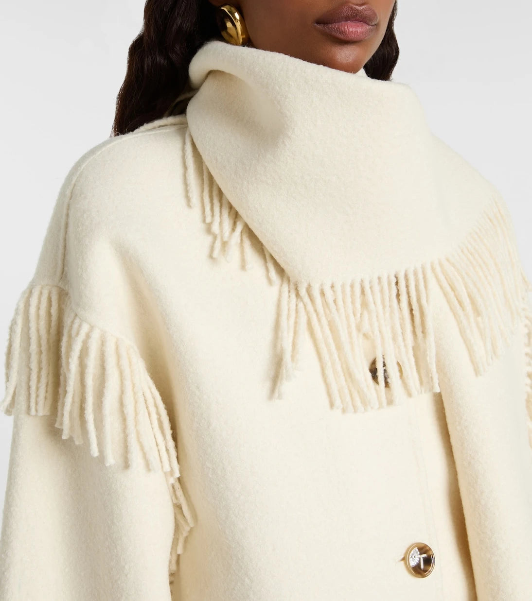 Toteme - Fringed wool-blend scarf jacket