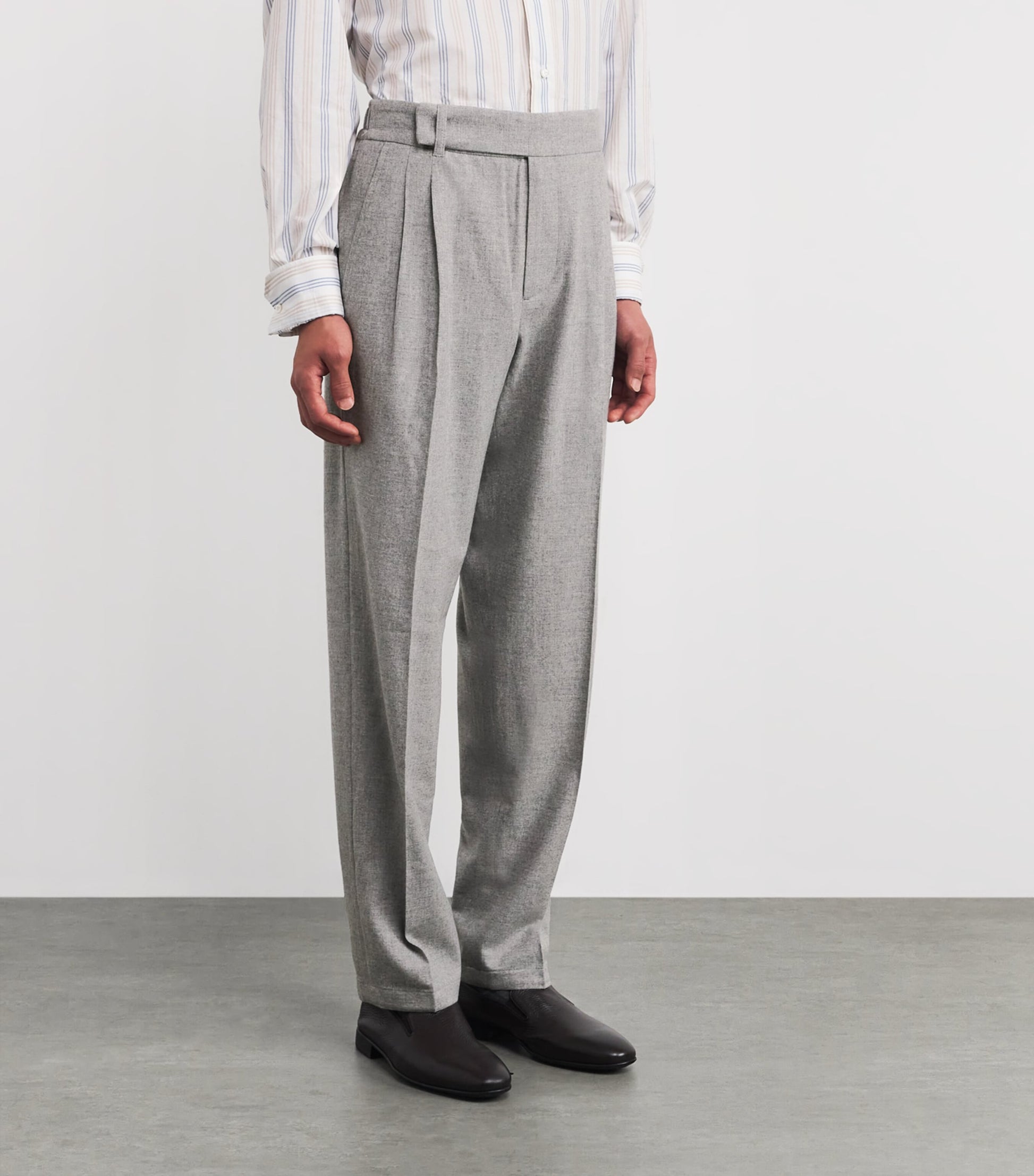 Wool-Blend Pleated Trousers