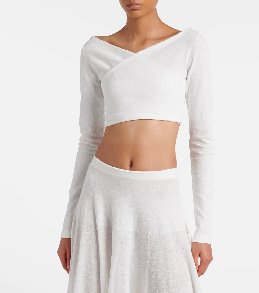 Alaïa - Cotton-blend crêpe wrap top