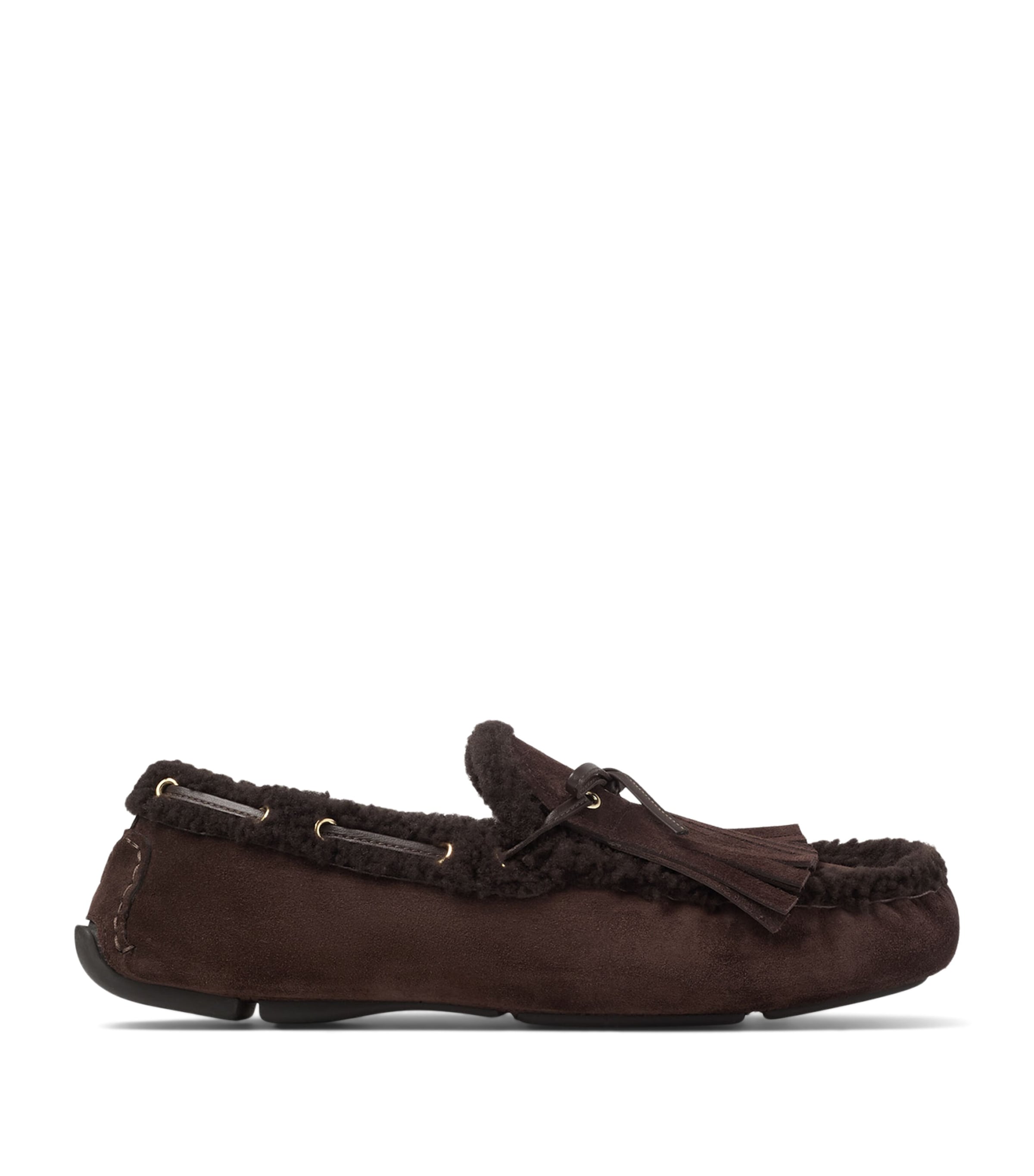 Jimmy Choo Brown Manon Suede Shearling-Lined Loafers