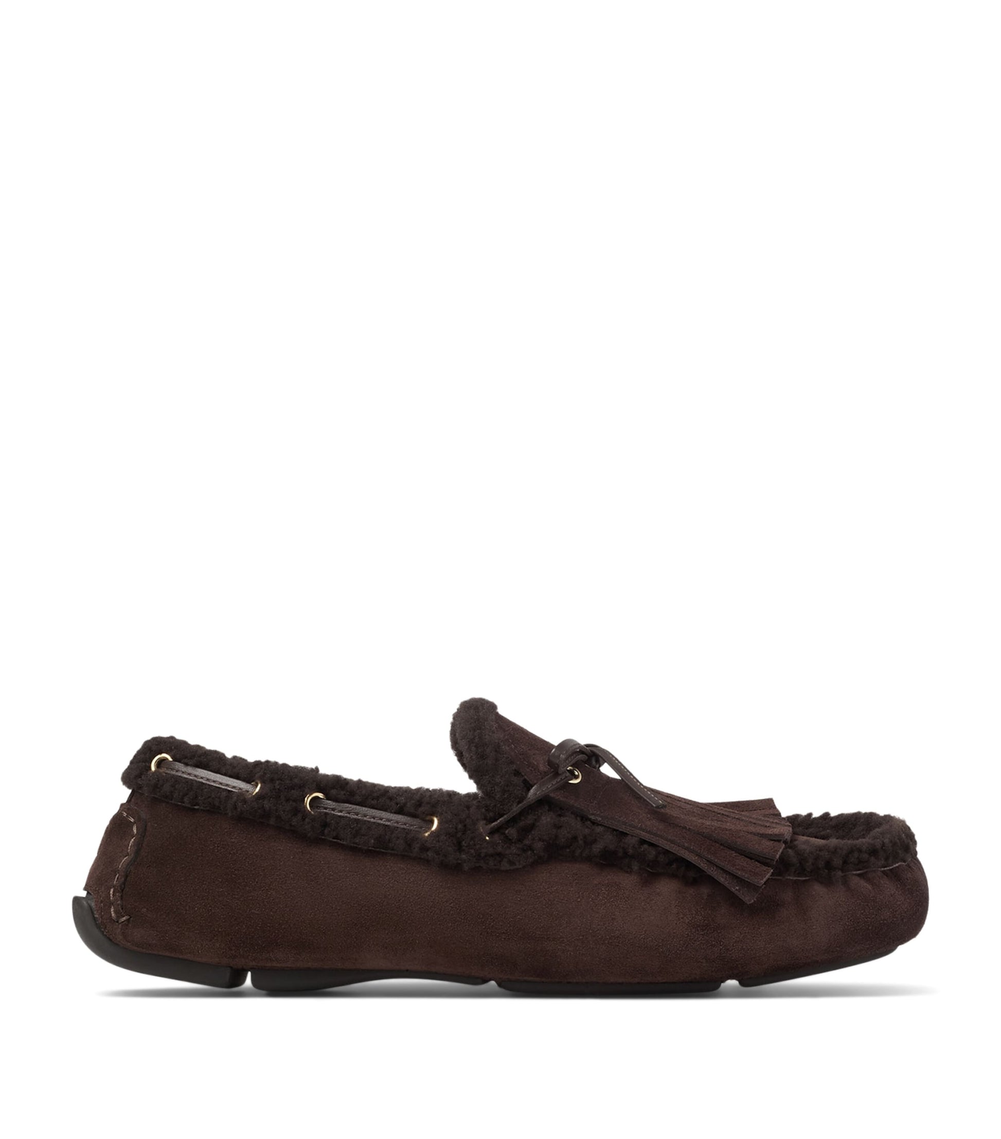 Jimmy Choo Brown Manon Suede Shearling-Lined Loafers