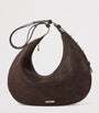 Aspinal Of London Brown Suede Hudson Crescent Cross-Body Bag