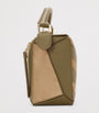 LOEWE Green Small Leather-Suede Puzzle Top-Handle Bag