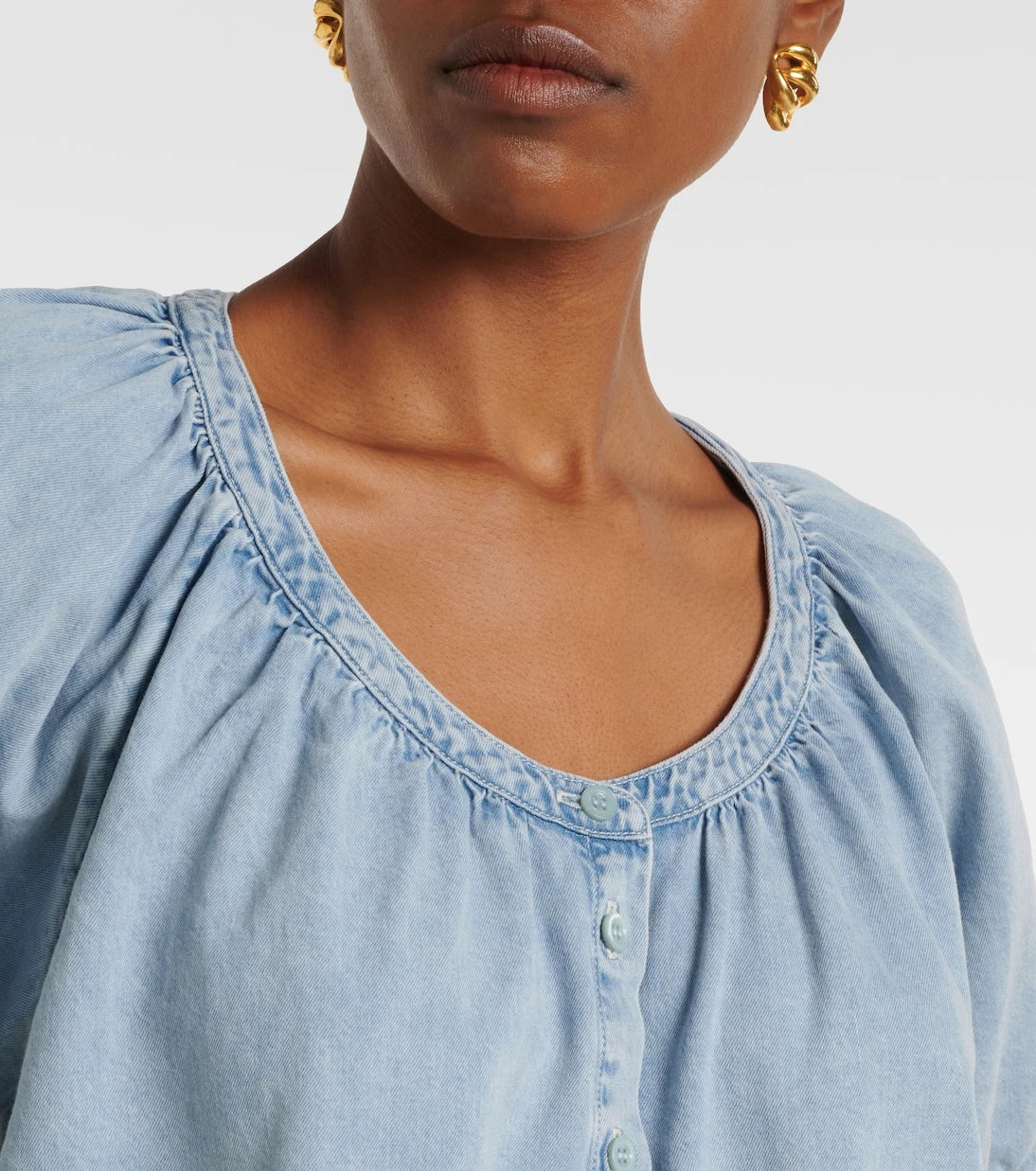 Frame - Resort gathered cotton-blend shirt