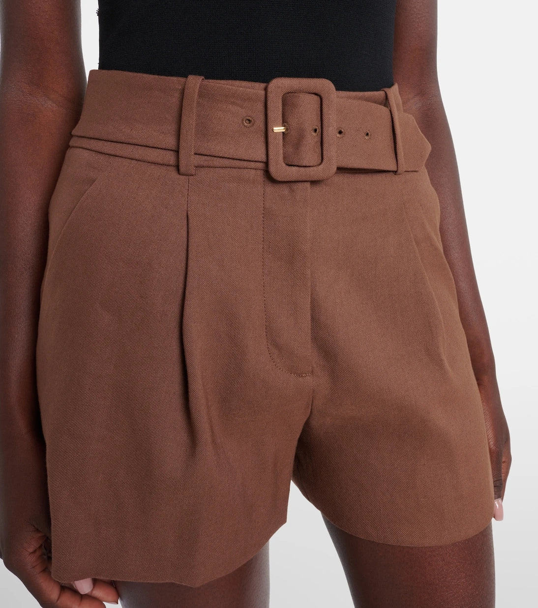 Veronica Beard - Piper belted linen-blend shorts