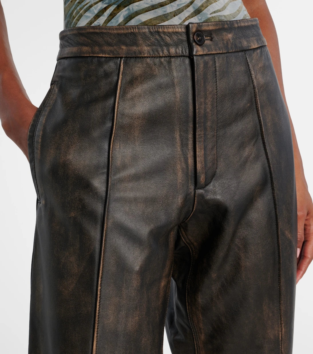 Jacques Wei - High-rise leather wide-leg pants