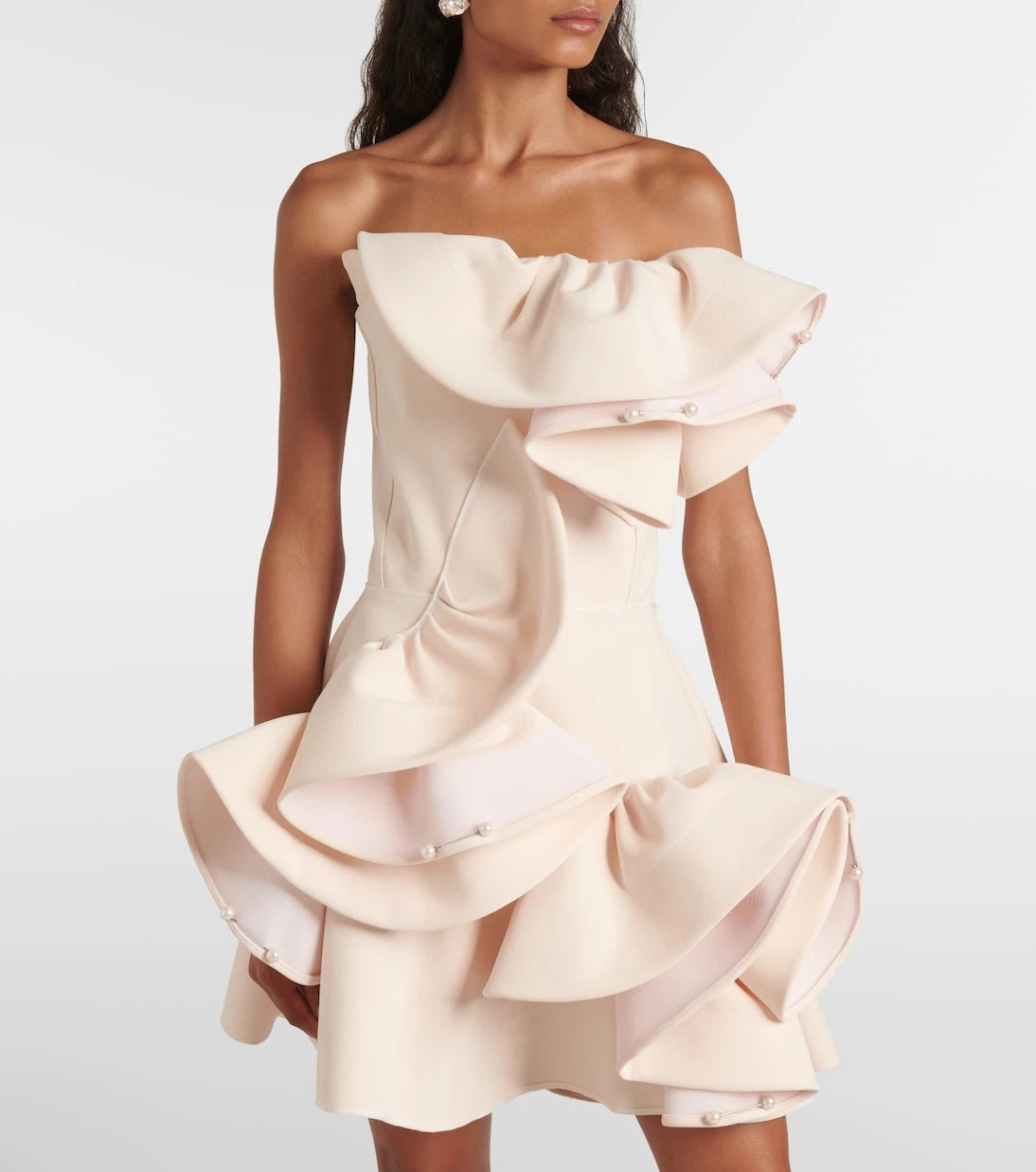 Maticevski - Bridal embellished ruffled minidress