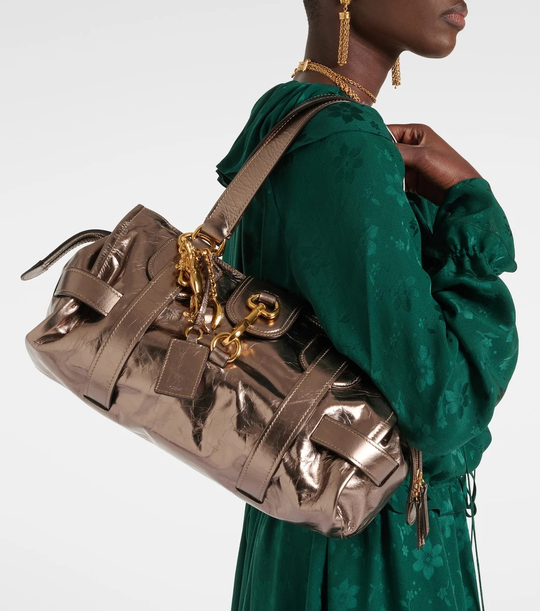 Chloé - Kerala 25 Large metallic leather tote bag