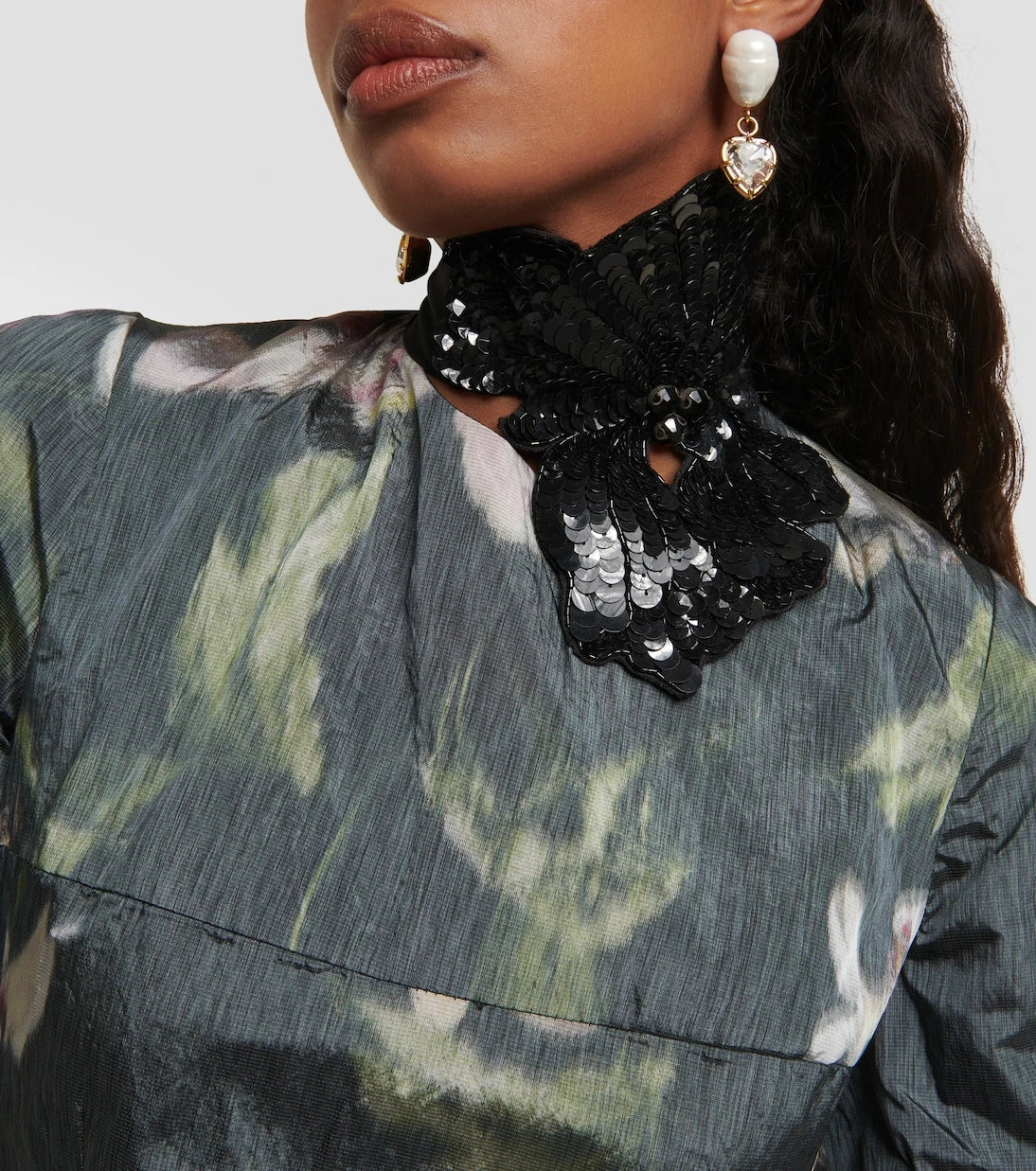 Erdem - Sequined floral-appliqué choker