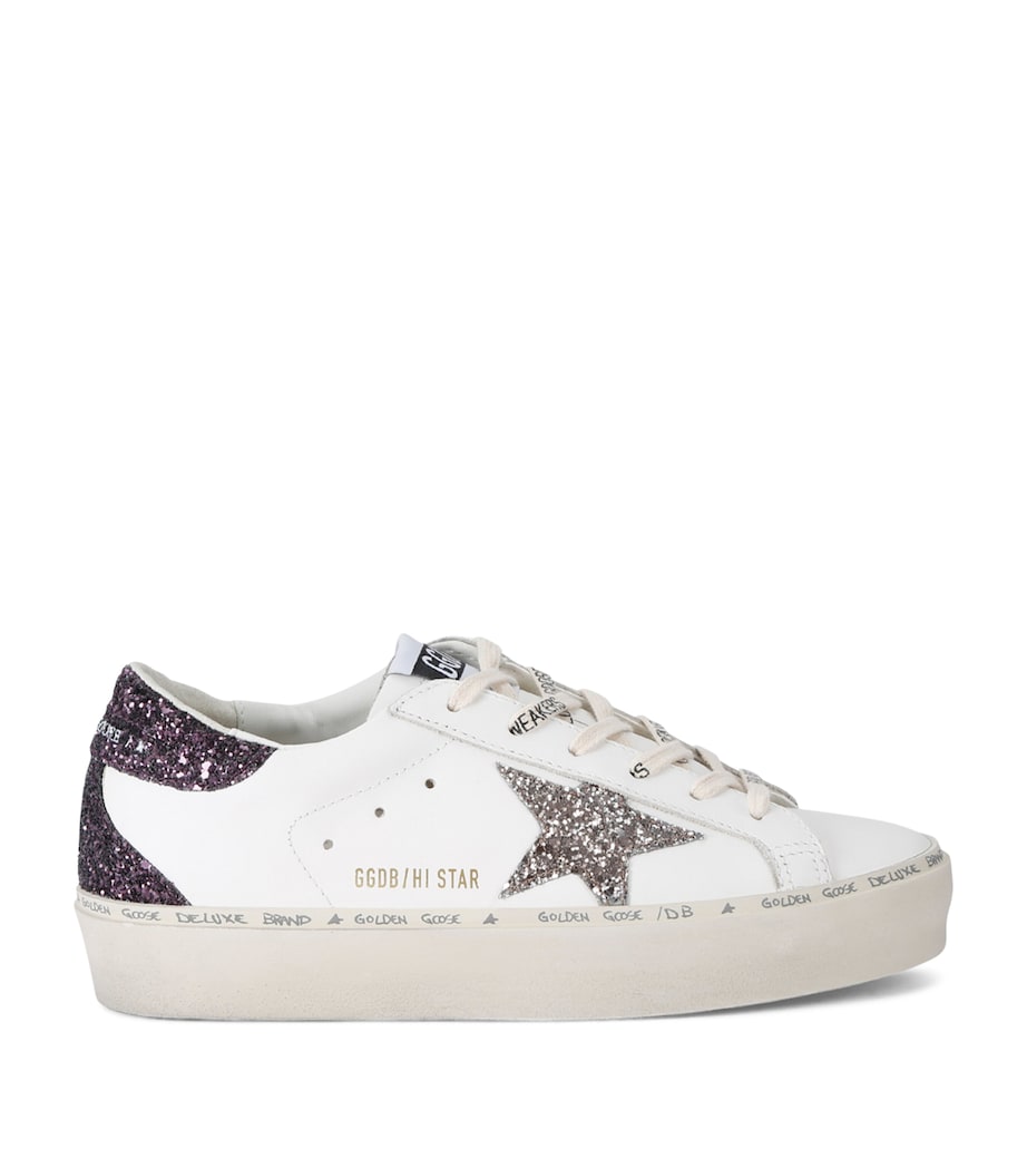 White Leather Embellished Hi Star Sneakers