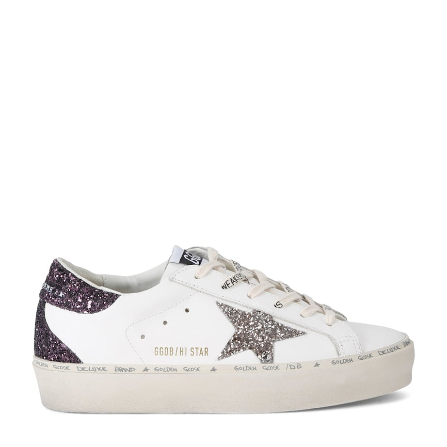 White Leather Embellished Hi Star Sneakers