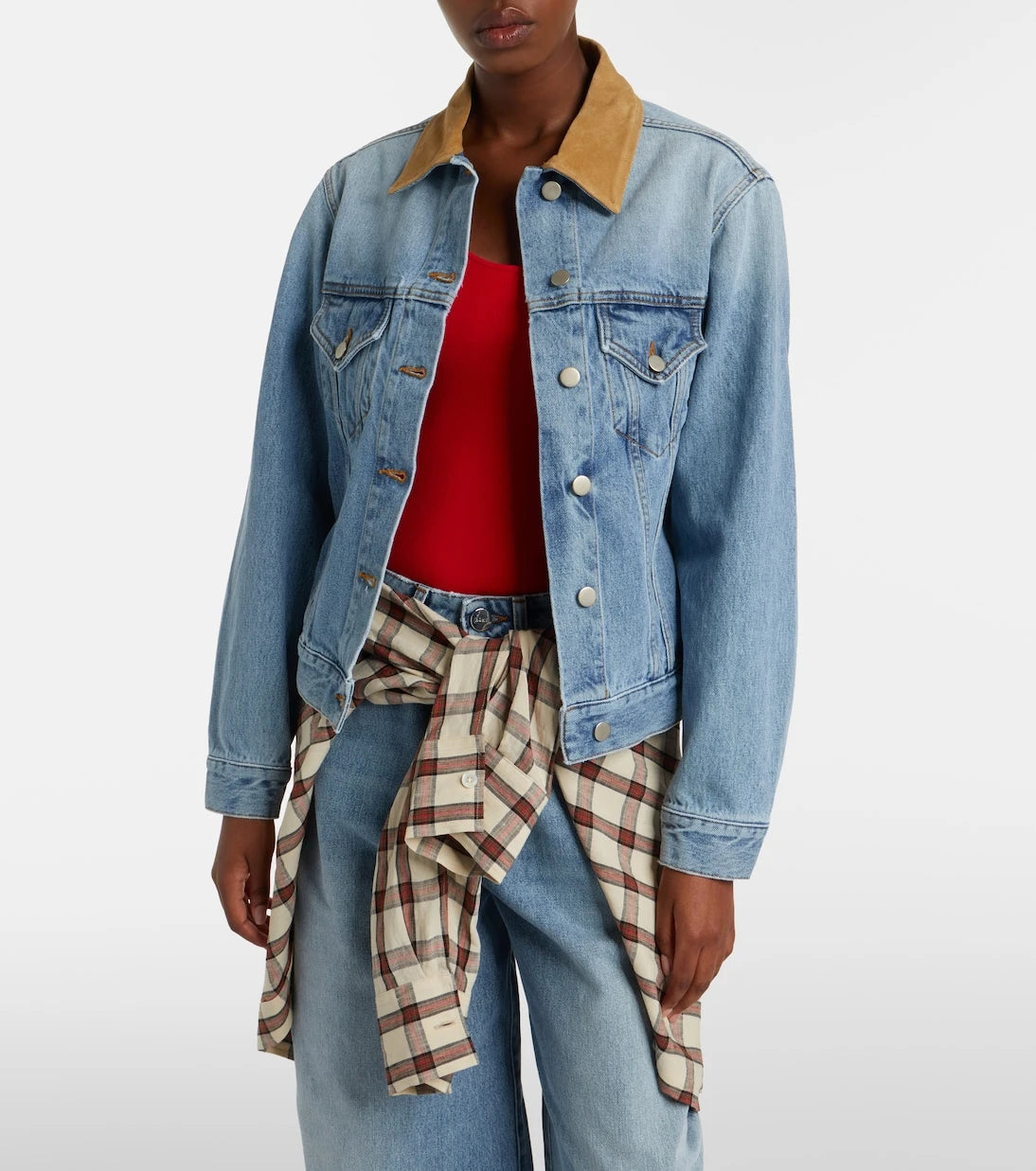 Róhe - Suede-trimmed denim jacket