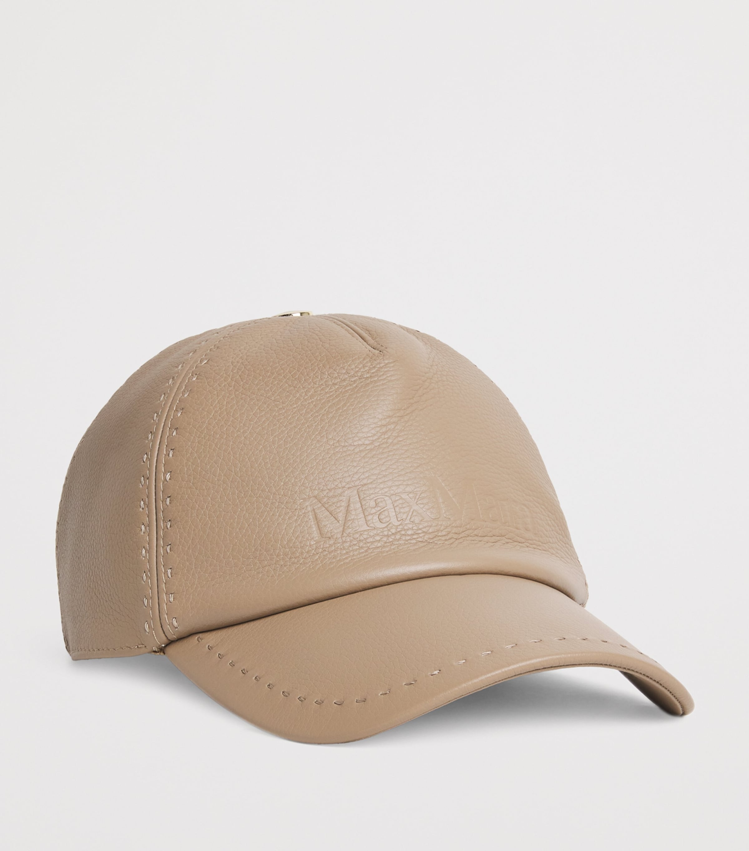 Brown Leather Logo Cap
