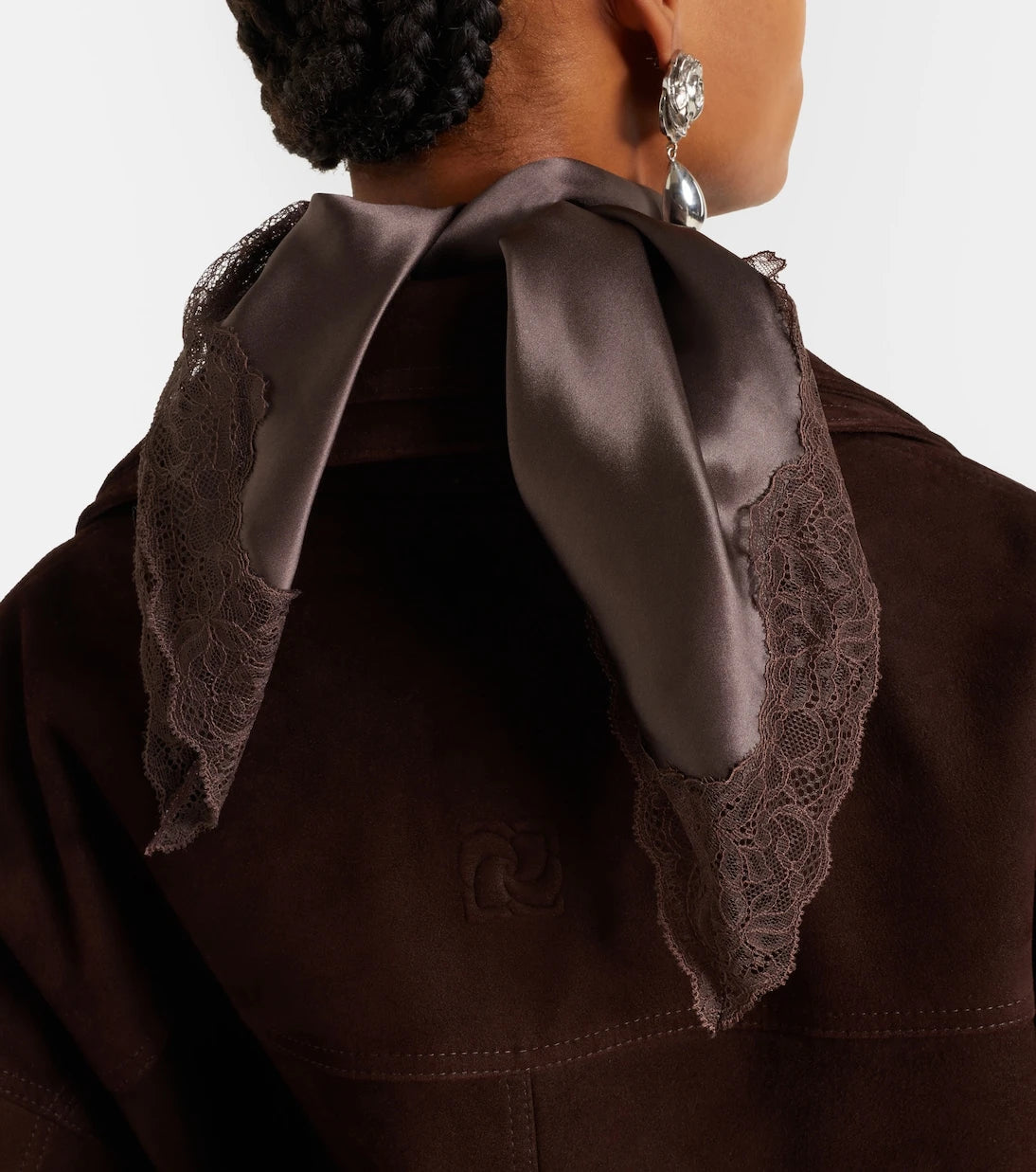Magda Butrym - Lace-trimmed silk satin scarf