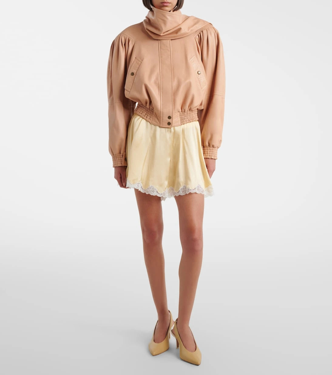 Chloé - Scarf-detail cropped leather jacket
