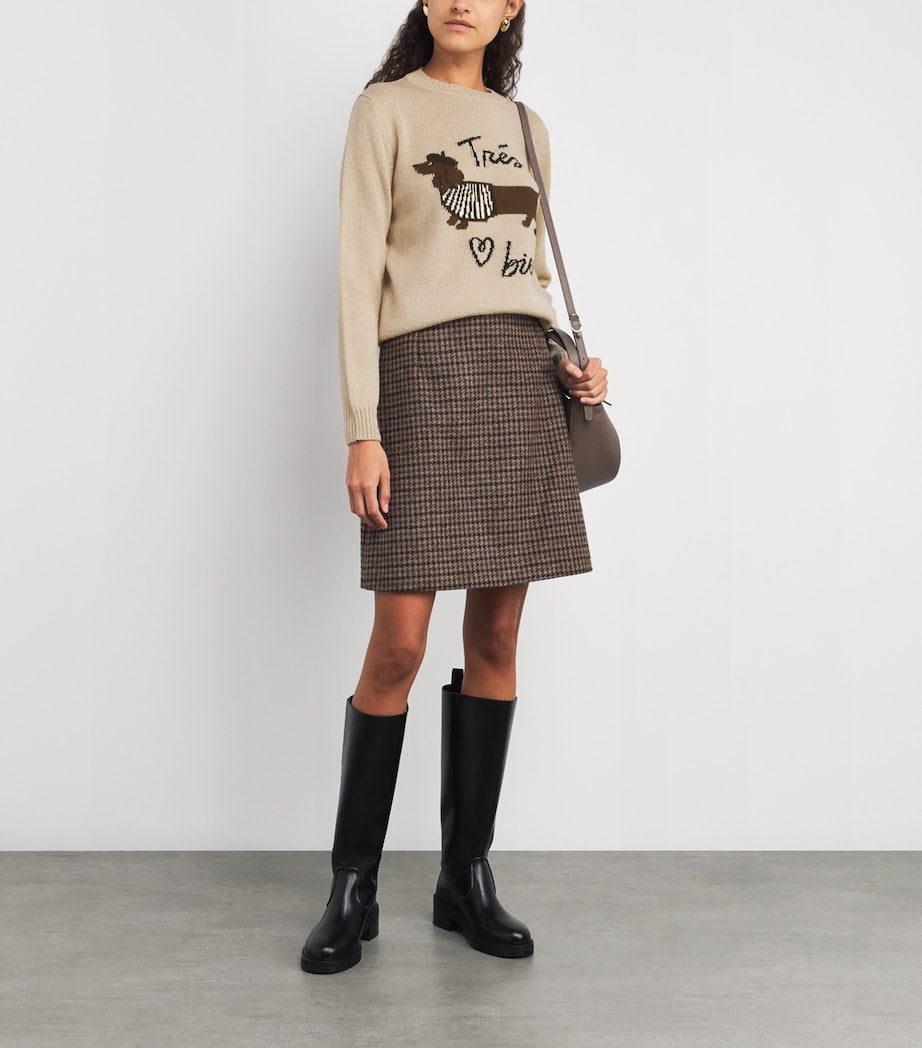 Weekend Max Mara Beige Jacquard Dog Sweater
