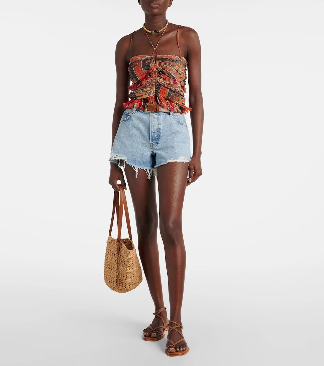 Frame - The Hang mid-rise denim shorts