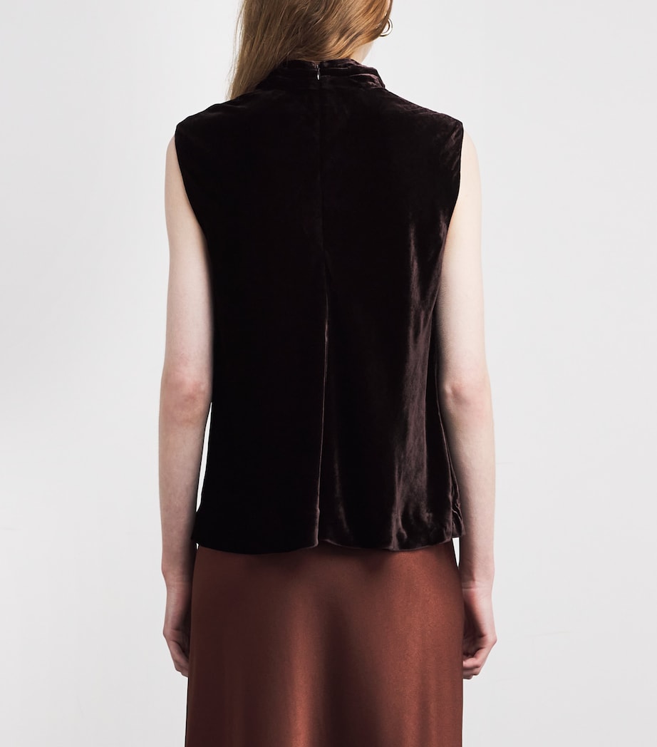 ME+EM Brown Velvet Cowl-Neck Top