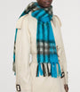 Blue Mohair-Wool Check Scarf