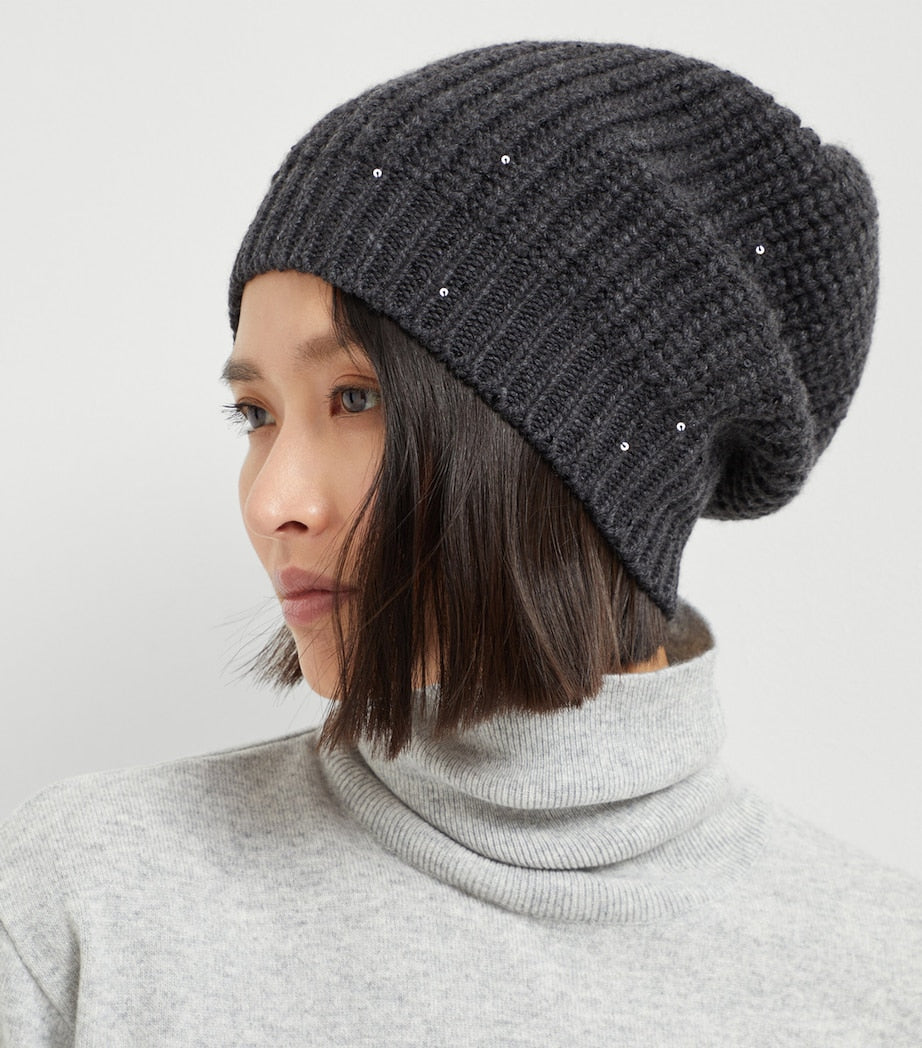 Black Cashmere-Silk Beanie