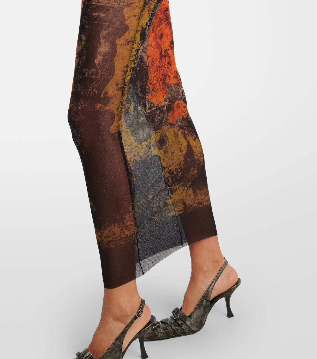 Jean Paul Gaultier - Médallion printed mesh maxi dress
