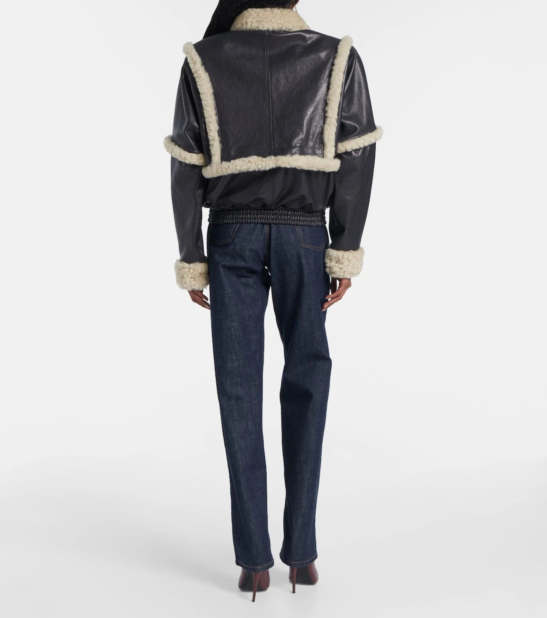 Magda Butrym - Shearling-trimmed leather bomber jacket