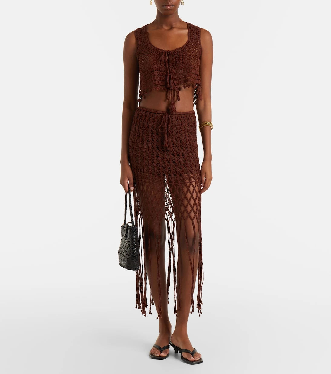 Anna Kosturova - Crochet fringed cotton miniskirt