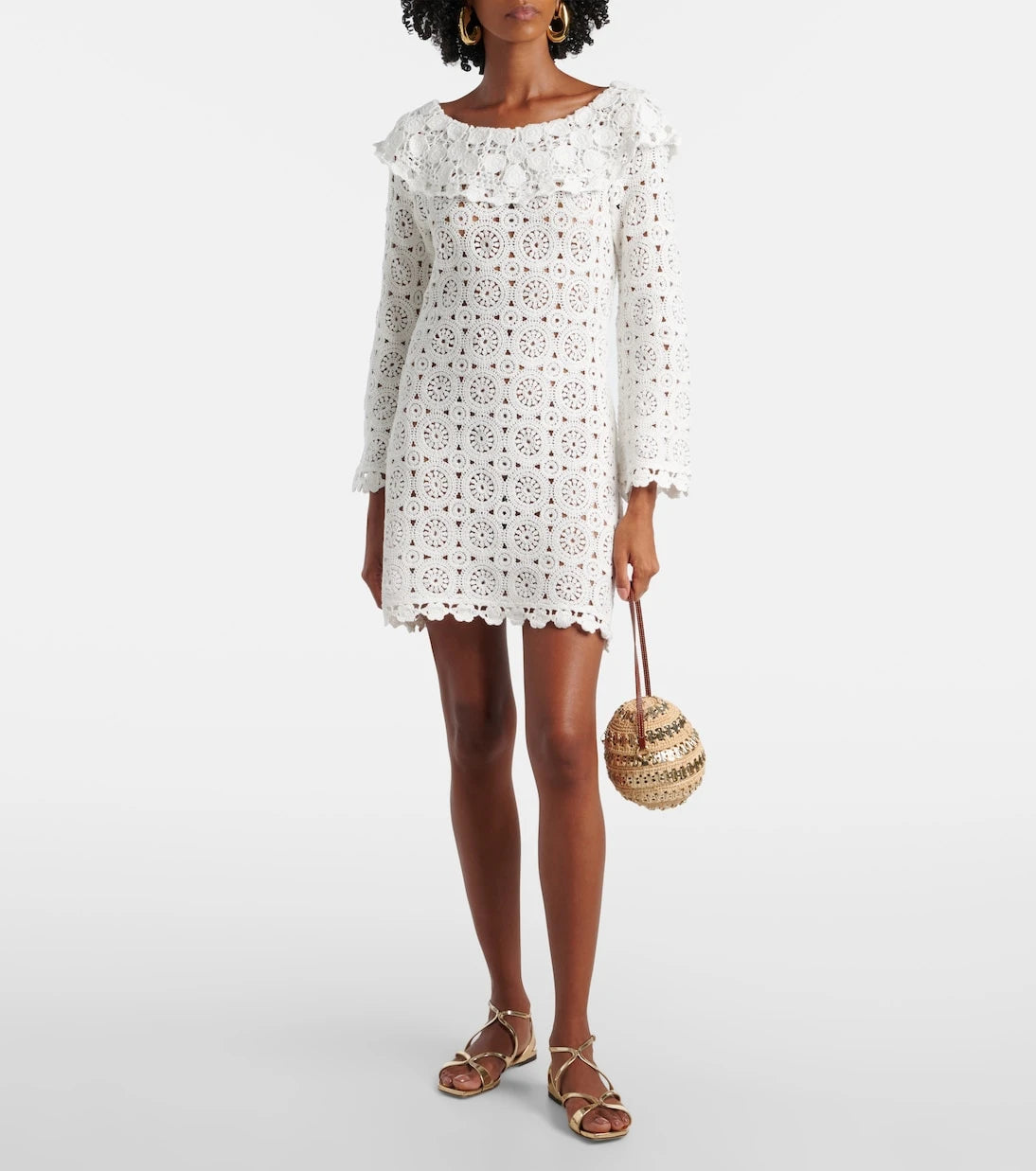 Rixo - Envalira cotton crochet minidress