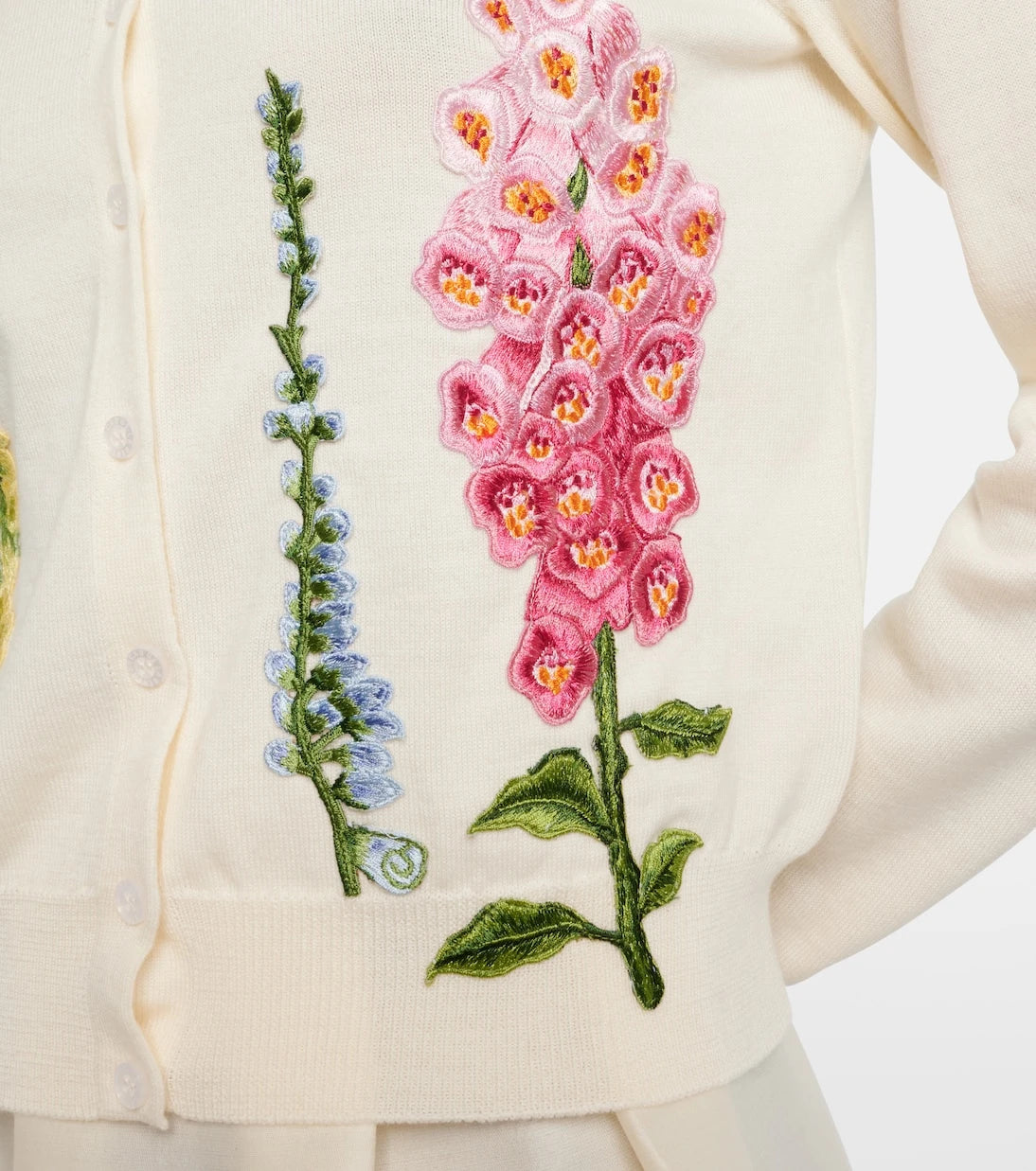 Oscar de la Renta - Foxgloves embroidered virgin wool cardigan