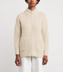 Eleventy Beige Wool-Blend Knitted Zip-Up Jacket
