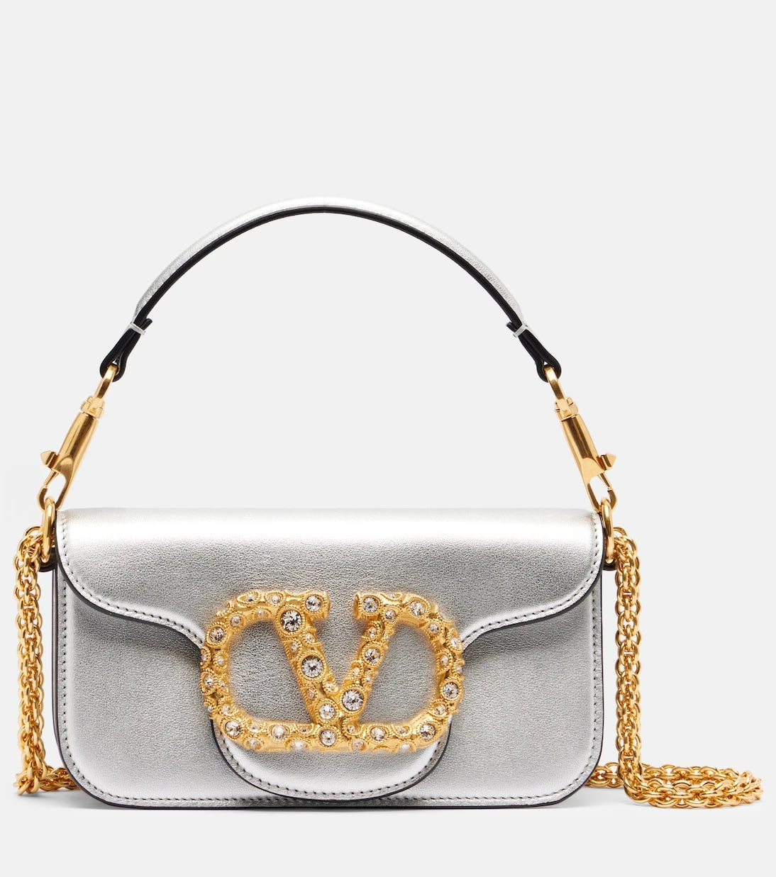 Valentino Garavani - Locò Small metallic leather shoulder bag