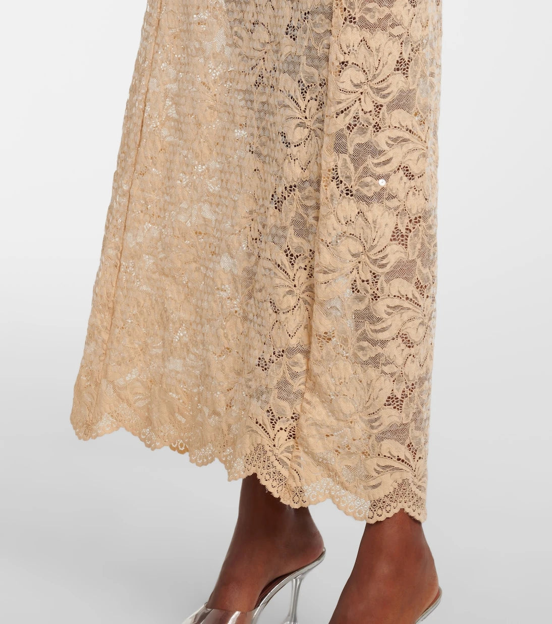 Rabanne - Sequined off-shoulder lace maxi dress