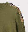 Burberry Green Wool-Cashmere-Blend Epaulette Sweater
