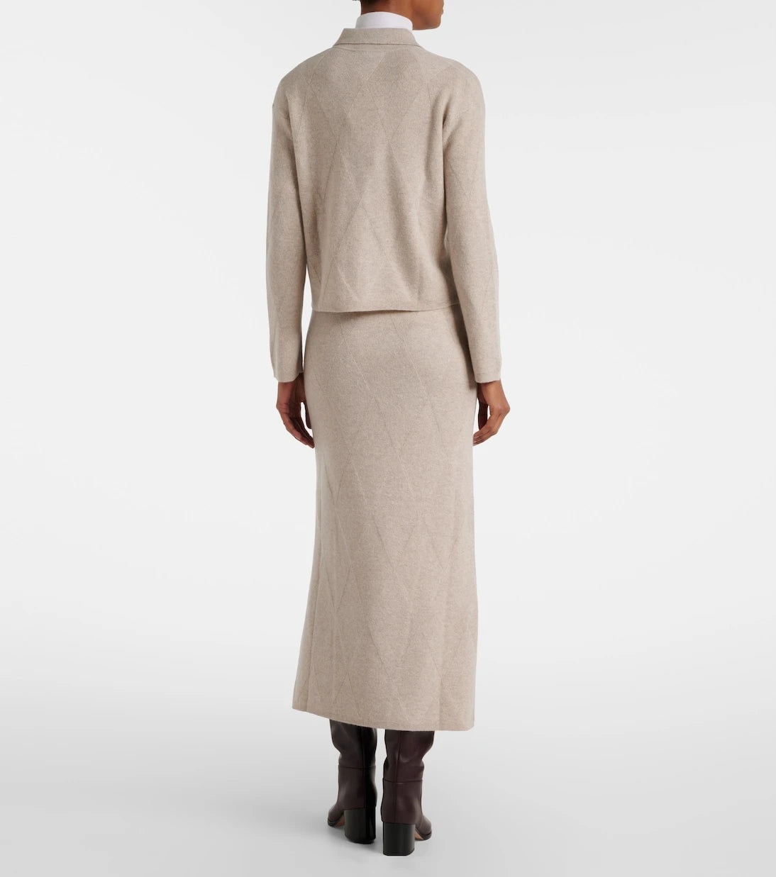 Max Mara - Salubre argyle cashmere midi skirt