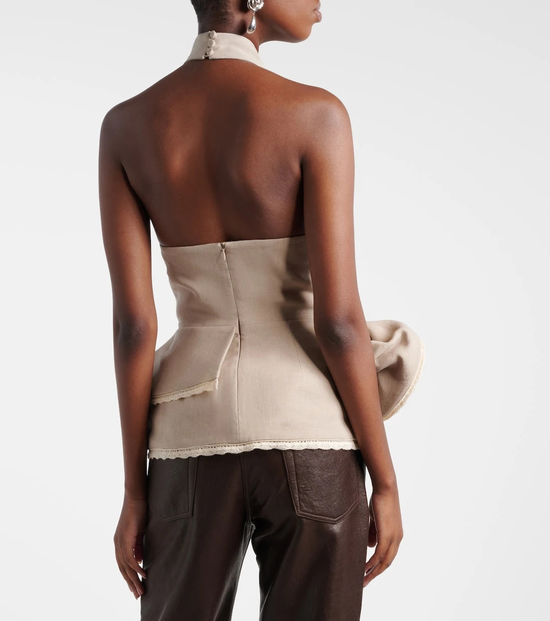 Magda Butrym - Peplum floral-appliqué linen top