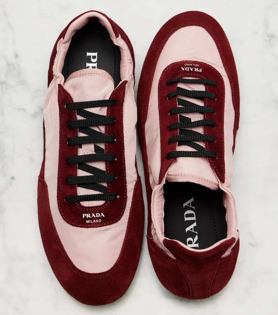 Prada - Collapse Re-Nylon and suede sneakers