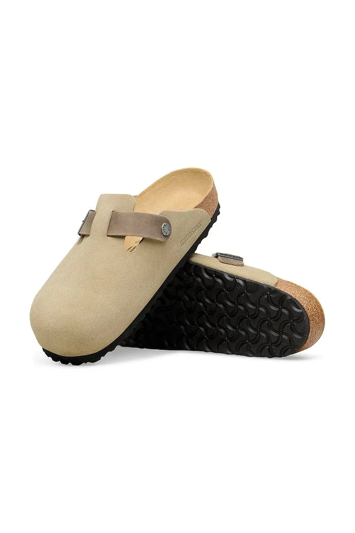 Birkenstock чехли сабо мъжки от велур Boston