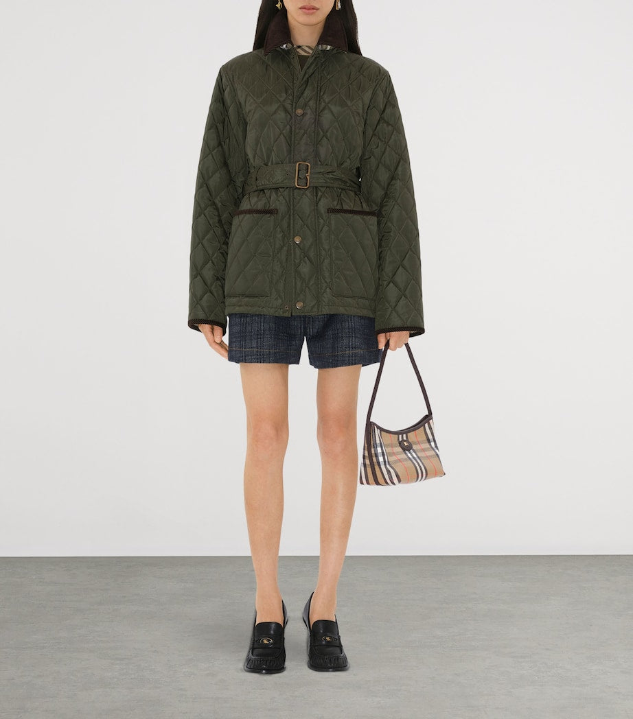 Beige Mini Check Shoulder Bag