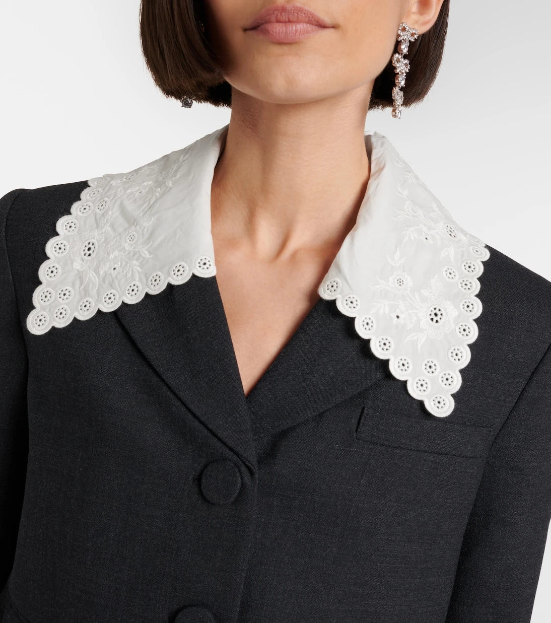 Self-Portrait - Broderie anglaise cropped jacket