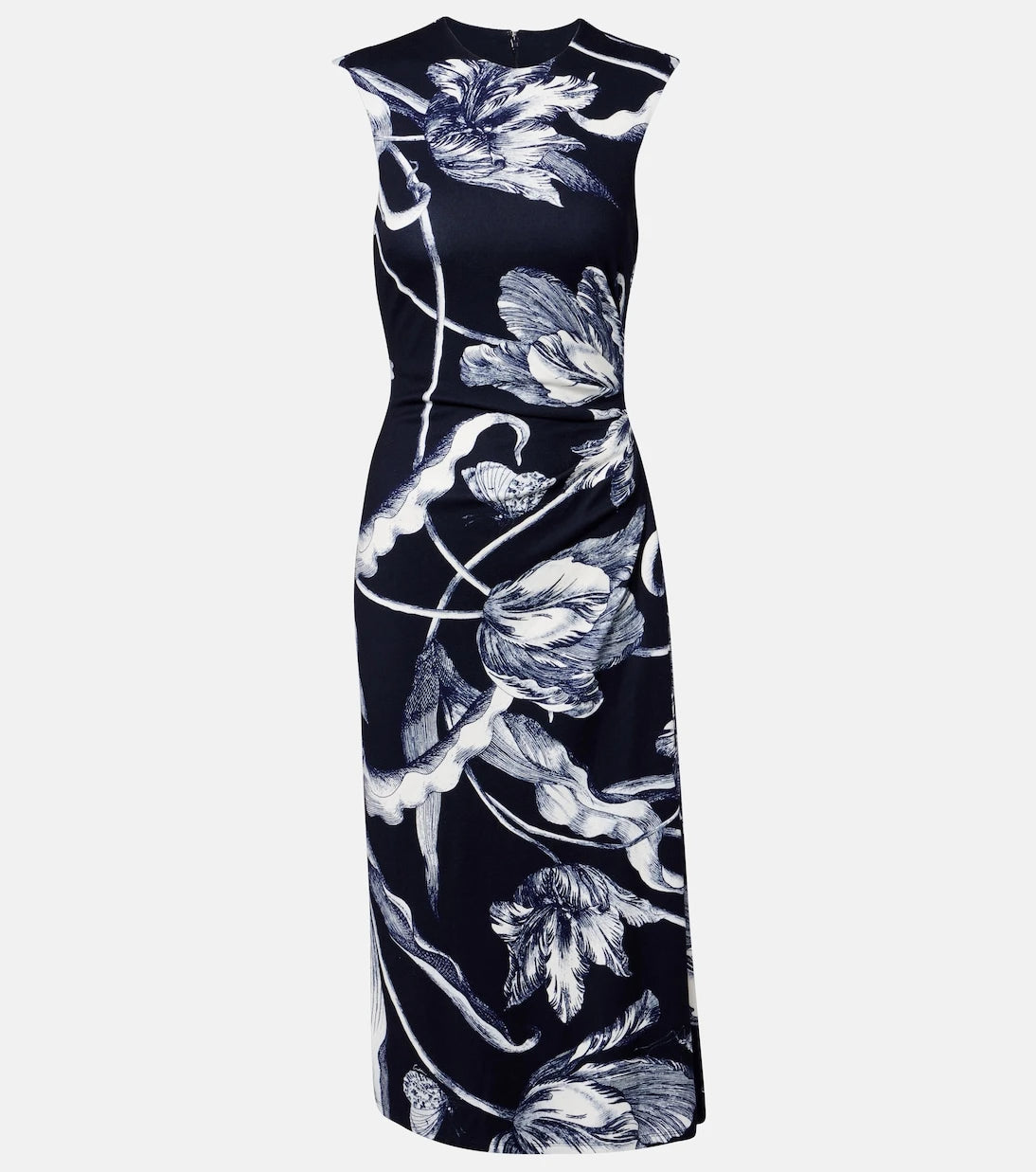 Erdem - Draped floral jersey midi dress